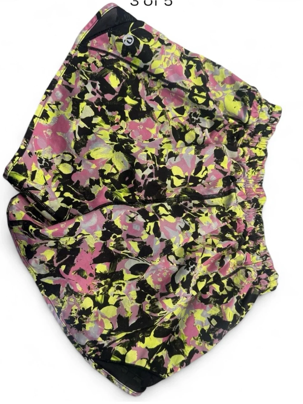 lululemon athletica Women's Floral Print Athletic Shorts - Pink, Yellow & Black